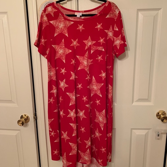 LuLaRoe Dresses & Skirts - LuLaRoe Carly - Red w/ White Stars